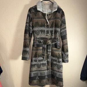 Outback Trading Co. Women's Charlotte Duster belt fleece lined coat size small